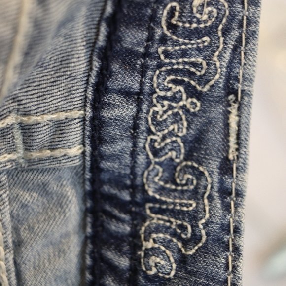 Miss Me Wide Leg Mid Rise Bling Jeans 27 JPS5148-2 MK14 Y2K Vintage Style - Picture 11 of 14